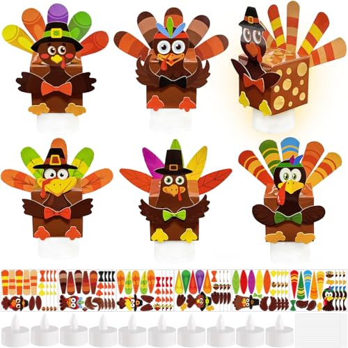 Cinrobiye 24 Pack Thanksgiving Craft Kit DIY Turkey Table Decorations，Thanksgiving