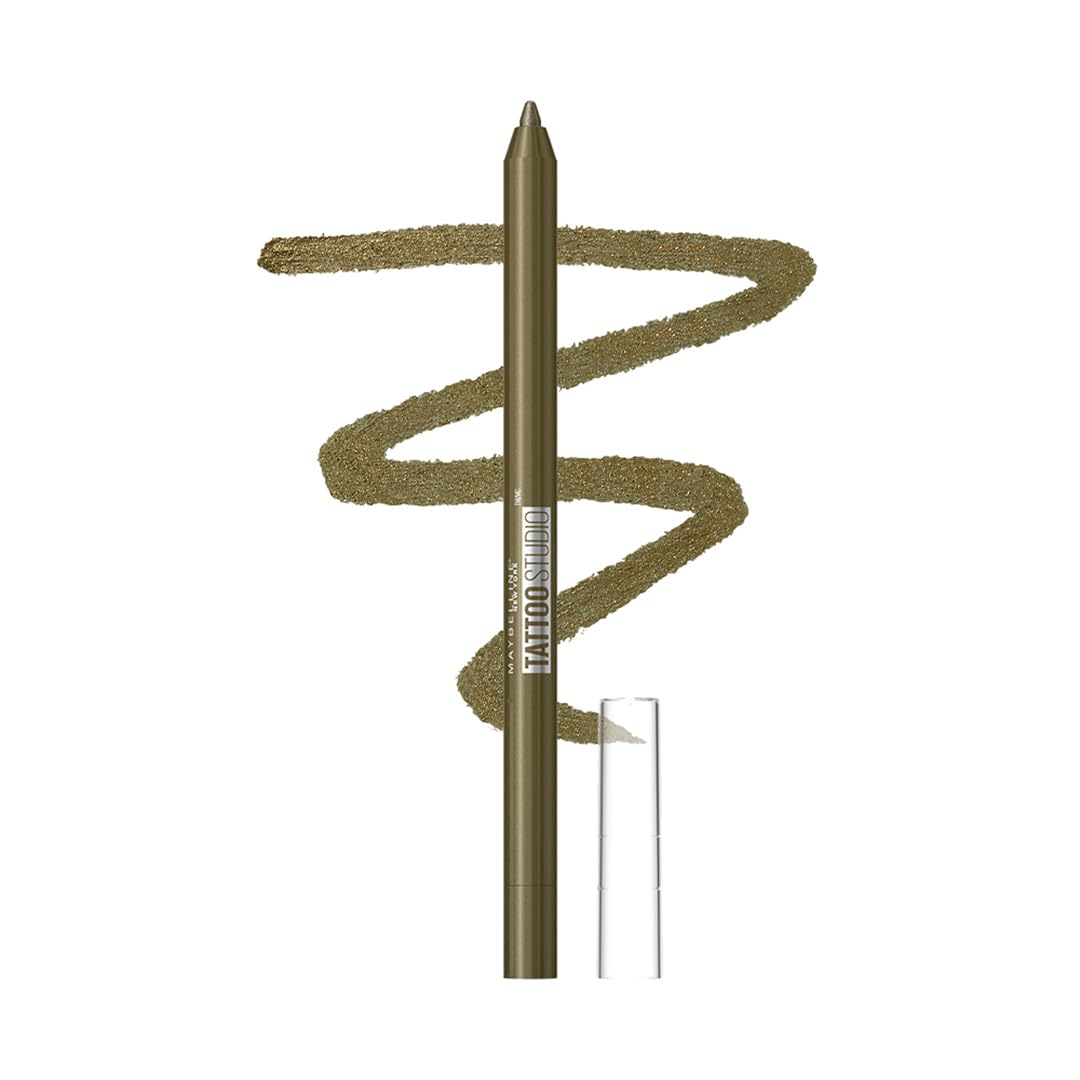 New York Tattoo Studio Gel Eyeliner Kajal Color Pencil - Emerald Lights, Metallic & Matte Looks That Last Up To 36 Hours, Maybelline Water-proof & Smudge Resistant Eyeliner