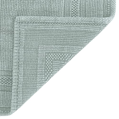 Jean Pierre – Stonewash Racetrack Bath Rug | Cotton | Premium Bathroom Décor | Machine Washable | Highly Absorbent | Measures 17” X 24” | Marine Blue #TOP4