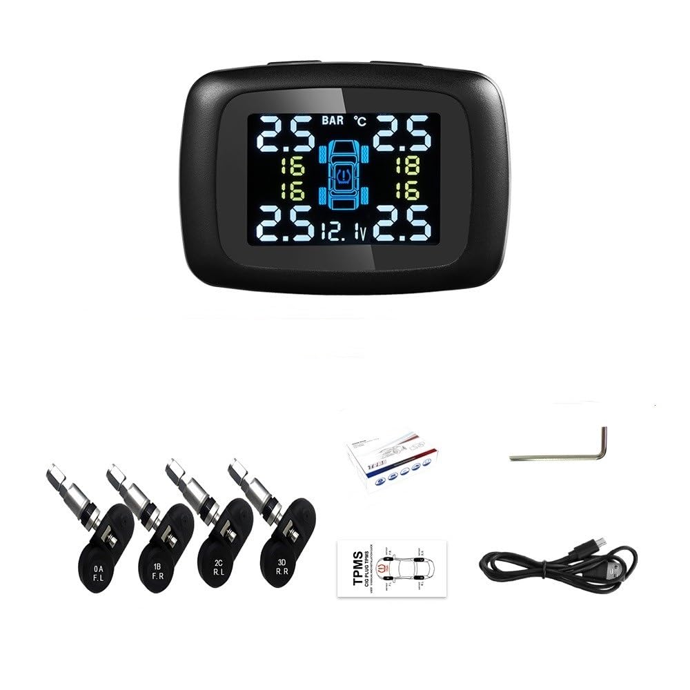 Tpms Auto Bandenspanning Monitoring Systeem Sensoren Sigarettenaansteker Met Usb-poort Controlesysteem Auto Security Alarm Bandenspanningsmeter (Externe sensor