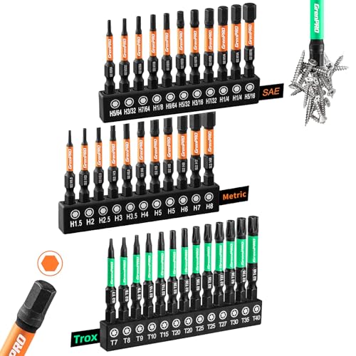 Image of GRENPRO 35-Piece Impact Screwdriver Bit Set, 2 inch Hex and Torx, S2 Steel | Magnetic 1 /4 inch hex-shank bits are CNC machined in Metric and SAE sizes for impact drivers, automotive work and home repairs