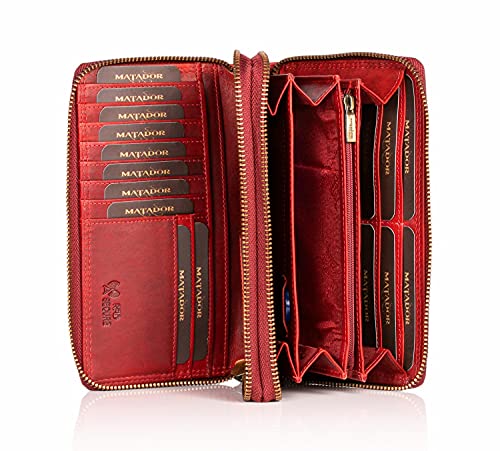 MATADOR XXL portefeuille Femme Grand Format Chéquier 'Madrid Cuir véritable avec Double Fermeture...