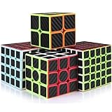 Mastery Brand Cubo de Fibra de Carbono Profesional 4 Pack (2x2, 3x3, 4x4, 5x5); Cubo de Velocidad Juguete, Agiliza tu...