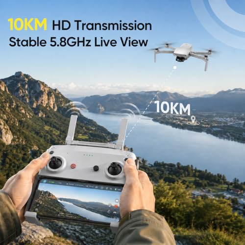 Image of Holy Stone Drones with Camera for Adults 4K, 48MP 8K Photos, 4K /30FPS Video, 3-Axis Gimbal, GPS Auto Return, 10KM 5.8GHz Transmission, 60-mins Fly Time, AI Quick Shots, Under 249g (Gray)