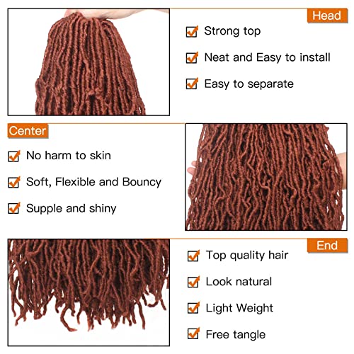 Zrq Copper Red New Faux Locs 18 Inch 21 Stands Goddess Faux Locs Curly Wavy Crochet Synthetic Soft Locs Braiding Hair Extension For Woman ( 18 Inch, 350#) #TOP2