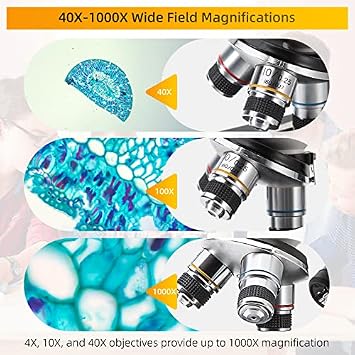 Swift Microscope for Adults SW200DL with 5MP Camera,40X-1000X, Cordless Capability for Student Beginner, Software Windows and Mac Compatible