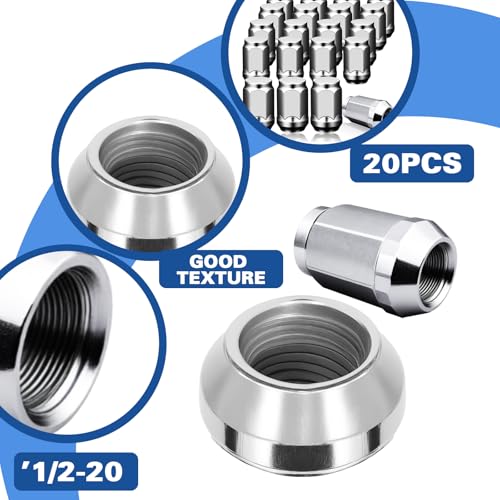 Image of 1 /2-20 Lug Nuts 20pcs Chrome Replacement for 1987-2018 Jeep Wrangler, 2002-2012 Liberty, 1993-2010 Jeep Grand Cherokee Aftermarket Wheel Closed End Lug Nuts