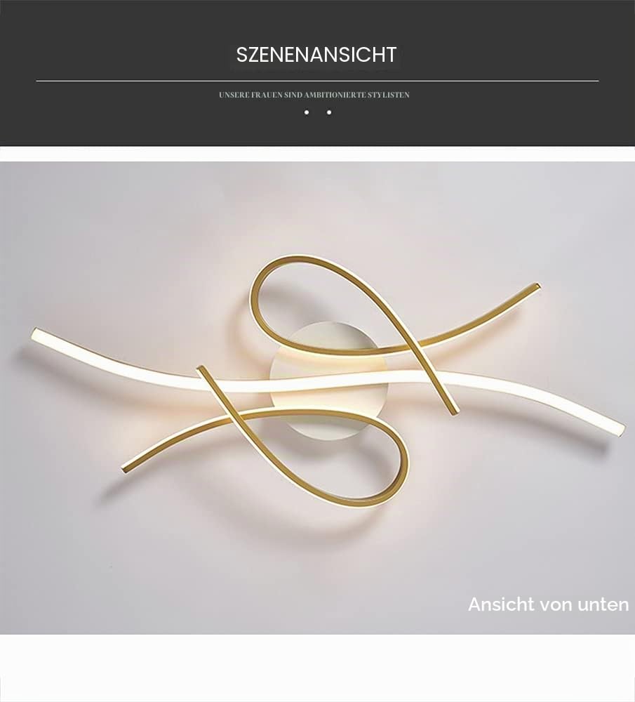 Wohnzimmer LED Deckenleuchten Dimmbar Wohnzimmer Deckenleuchte mit Fernbedienung Moderne Schlafzimmer Lampe Kreative Metall Acryl Design Deckenleuchte,Hängelampe für Büro,Innenbeleuchtung, (Weiß+Gold)