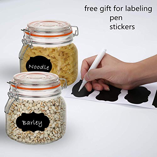 Encheng 25 Oz Glass Jars With Airtight Lids And Leak Proof Rubber Gasket,Wide Mouth Mason Jars With Hinged Lids For Kitchen Canisters 750Ml, Glass Storage Containers 6 Pack … #TOP3