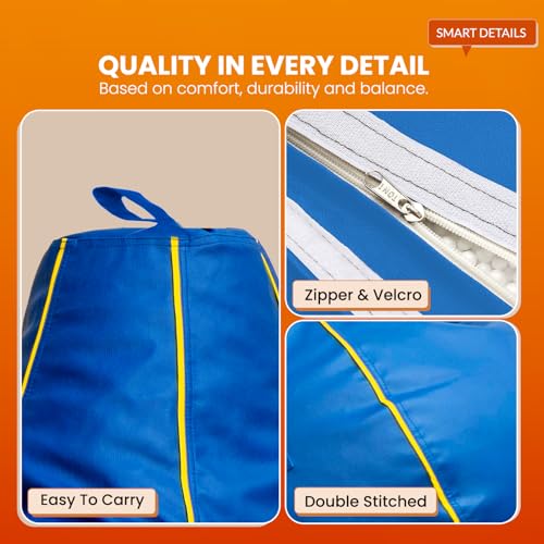Image of Sattva Classic 2XL Sofa Style Bean Bag Chair with Beans Filled | Faux Leather Bin Bags for Adults | Beanbags Chair with Filled Beans | Filled Bean Bag for Home & Office (Royal Blue with Yellow Piping)