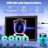 Laptok Tablet, Android Tablet 11 Zoll mit 24GB RAM + 128GB ROM (1TB TF), Octa-Core, Widevine L1, WiFi 6 & BT 5.3, 6800mAh Akku, Dual Kamera – Tablet mit Tastatur, Maus, Stift & Hülle, Weiß – Ansicht 5