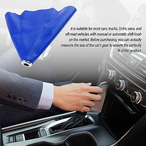 Image of Salior Car Shift Boot,Leather Gear Shift Cover Car Accessories Interior Decoration,Universal Dustproof Gear Shifter Cover Fits Car Truck SUV with Manual /Automatic Shift Knob (Blue)