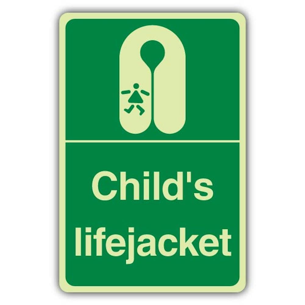 V Safety - Señal de seguridad para niños que brilla en la oscuridad, 400 x 600 mm, vinilo autoadhesivo de triple brillo, señalización de seguridad marina, fabricado en Gran Bretaña