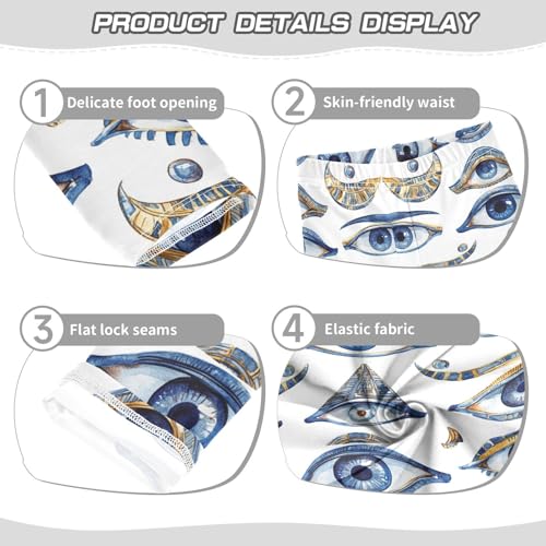 Blue Pyramid Watercolor Egyptian Evil Eye Girls Leggings Kids Yoga Pants Dance Active Tights 4T3