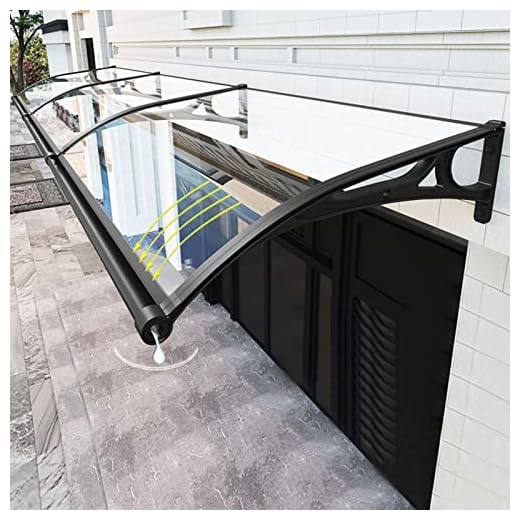 Vordach für Haustür mit Großem Waschbecken aus Aluminiumlegierung,Haustürvordach Fenstermarkise,Polycarbonat Rundbogenvordach,Beidseitiger Abfluss,für Balkon-Traufe-Garten (120x240cm/47 x94)