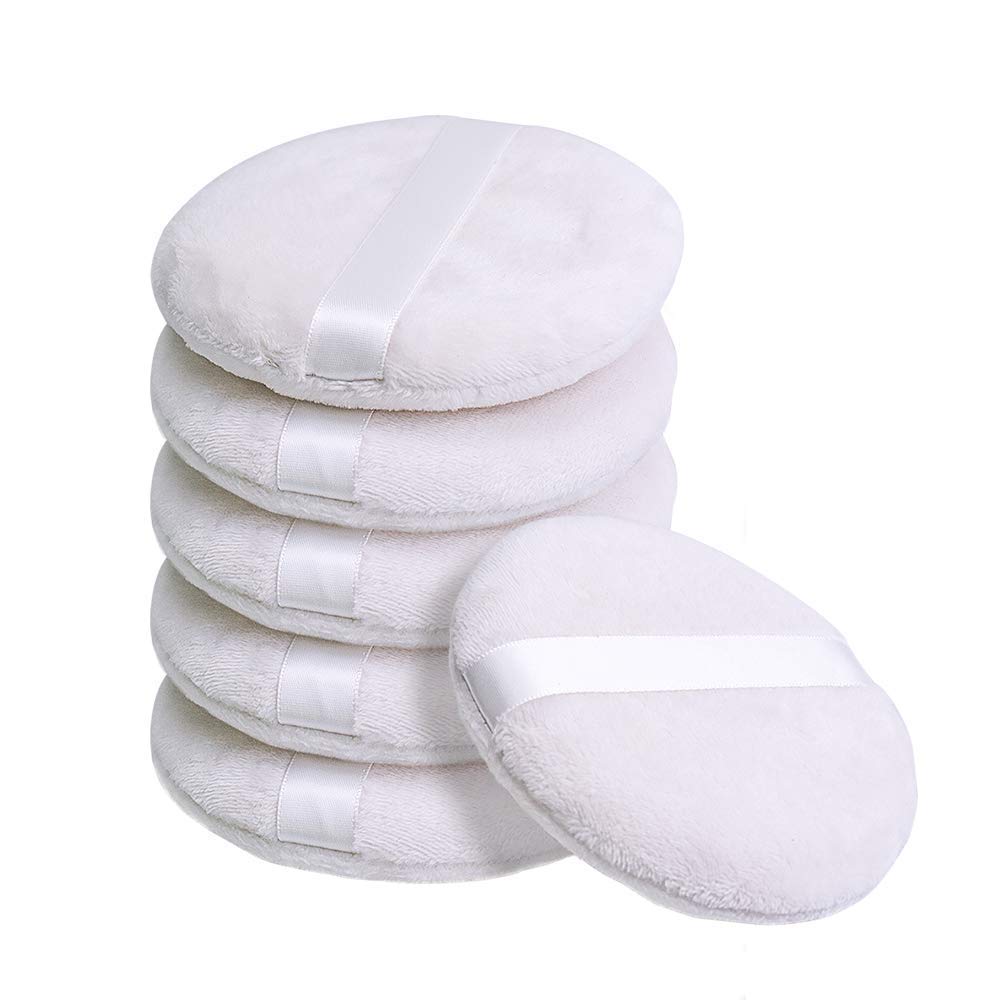 Topwon 4'' Powder Puff Large Body Puff Soft Jumbo Velour Puff - Great to Apply Dusting Powder After Bath