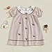Toddler Baby Girl Outfit Football Smocked Dress Rugby Embroidery Plaid Dresses Summer Kids Game Day Clothes (Khaki, 3-4 Years)