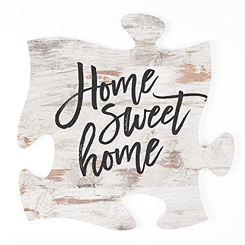 P. Graham Dunn Home Sweet Home White Distressed Wood Look 12 x 12 Inch Wood Puzzle Piece Wall Plaque