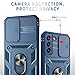 WMYUHAN Compatible with Samsung Galaxy S22 Case Military Grade Drop Shock Protection Cell Phone Cover with Slide Camera Cover Built-in 360° Rotate Ring Stand for S22 6.1 - Blue