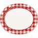 Oval Red and White Gingham Paper Plates, 8ct