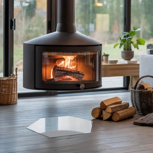 Placa de chimenea gris de 40 cm con bordes pulidos para proteccion del suelo 4