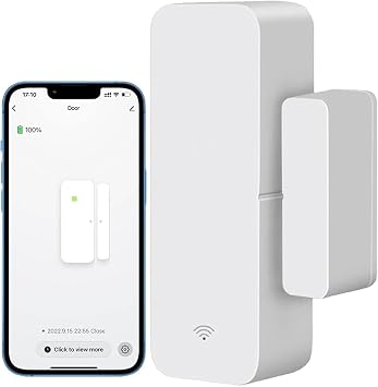WiFi Door Sensor, Tuya Smart Door Window Sensor, Smart Window Sensor Real-time Alarm Compatible with Alexa Google Assistant,Home Security Door Open Contact Sensor for Business Burglar Alert 1 Pack