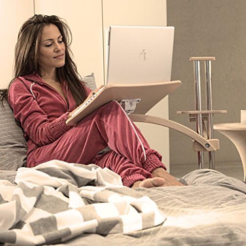 Lounge-Wood Natural - Notebook Stand, Supports up to 17-18 inch Laptops, Tablet, IPad, Lectern for E-Book. Coolfit Cooling System, Mouse-pad for External Mouse or Smartphone