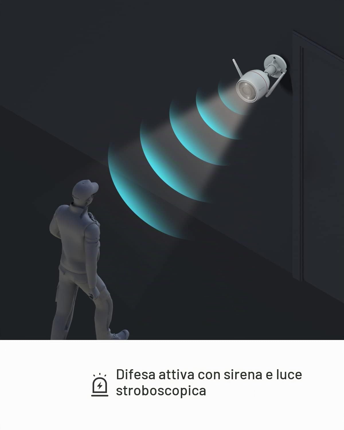 EZVIZ Telecamera da esterno 2K H8c, Wi-Fi obiettivo motorizzato +sd 128Gb | Protezione intelligente a 360 gradi, Sensore PIR, Visione notturna, include Micro SD da 128 GB