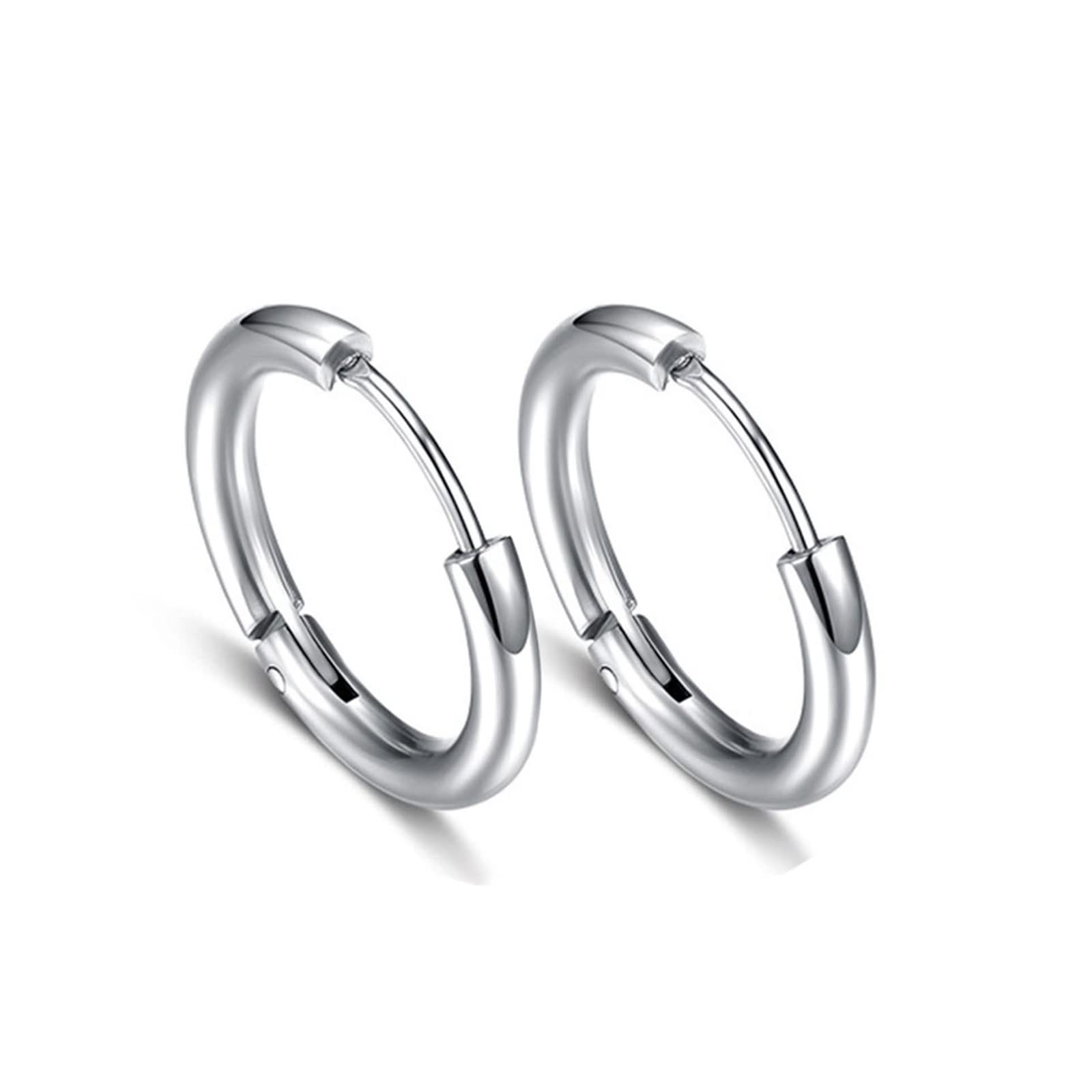 Joyería piercing de acero inoxidable: pendientes de aro redondos masculinos 4