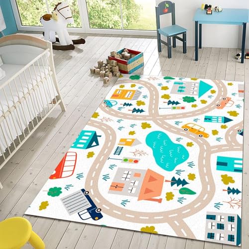 Tapis chambre enfant garçon fille grand tapis de jeu moderne doux