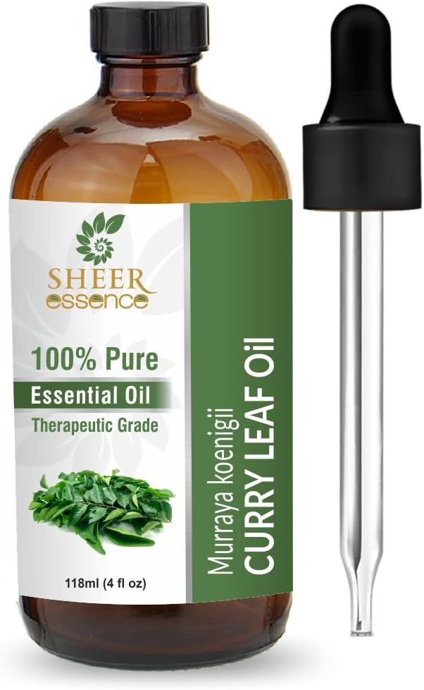 Essential Oils 4oz - 100% Pure and Natural - Therapeutic Grade Oil - Huge 4 Fluid Ounces Bottle with Premium Glass Dropper (Curry Leaf Oil)