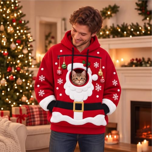 Christmas Pet Carrier Hoodie for Women 2026 Unisex Sweatshirts with Pocket - image 7