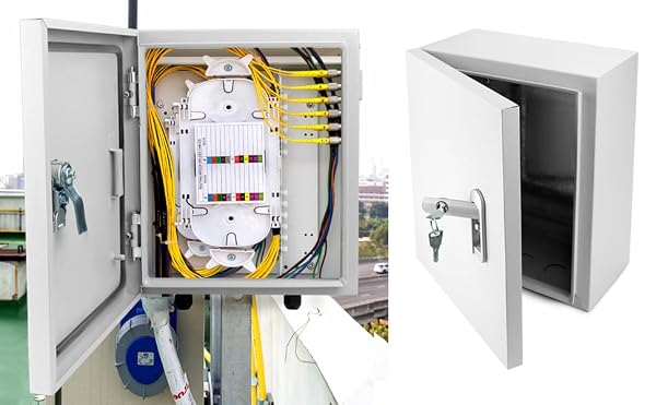 QWORK Heavy-Duty Outdoor Electrical Box, Fiberglass Reinforced Polyester, Steel, 12x10x6 inches with Lock & Keys for Industrial, Mall, Residential Use by QWORK - Used condition - US$24.28