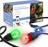 Feit Electric 24' 12pc. Light Color Changing Smart WiFi String Lights with Scheduling Features and Works with Alexa/Google Assistant, Heavy Duty and Weather Resistant - Clear Bulb - SL24-12/RGBW/AG