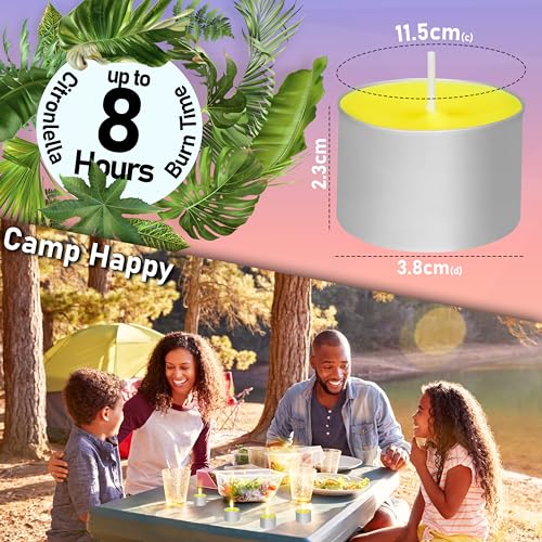 Deco Express Citronella Teelichter, 100er- oder 50er-Pack Duftkerzen Teelichter 4 oder 8 Stunden Brenndauer (8 Stunden x 50)
