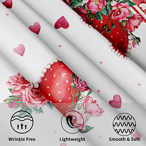 Giwawa Round Tablecloth 60 Inch, Red Pink Hearts Rose Flower Circular Table Cloth With Check Plaid, Mothers Day Love Watercolor Romantic Table Cover For Kitchen Dining Wedding Anniversary Decor #TOP2