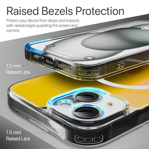 Image of Vaku Luxos TPU Eternity Magpro Back Cover Case For iPhone 15 Scratch Resistant Slim Fit Protective Design Military-Grade Protection Compatible With Mag-Safe Wireless Charging-Yellow & Orange