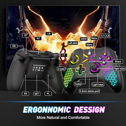 Image of Gamrombo Wireless Controller for Xbox One, Xbox Series X /S, Xbox One X /S, PC, LED Gaming Controller with TURBO,Macro Function,3.5mm Audio Jack