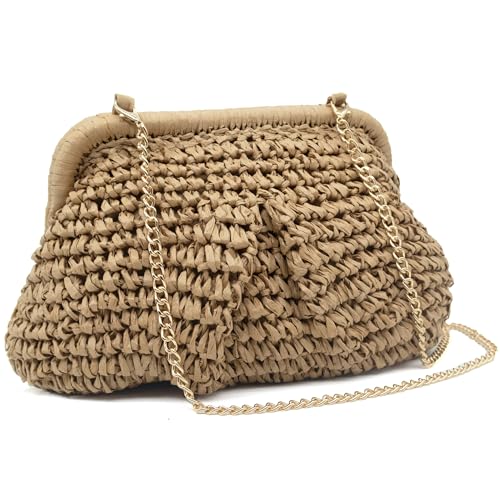 Bolso Clutch de Paja para Mujer Estilo Dumpling Verano miniatura 3
