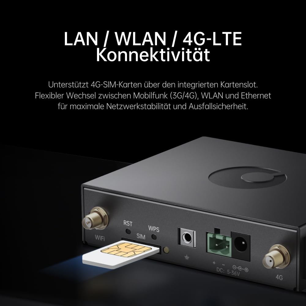 Industrieller 4G LTE Router R300A, AWERAY SD-WAN & NAT Traversal VPN Router mit SIM-Kartenslot, Sicherer Fernzugriff ohne öffentliche IP, Robustes Metallgehäuse für IoT, M2M & Remote-Monitoring