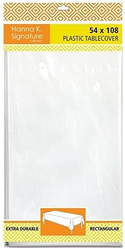Hanna K. Signature Collection Rectangular de plástico de 54 x 108 pulgadas, color blanco, 1 mantel