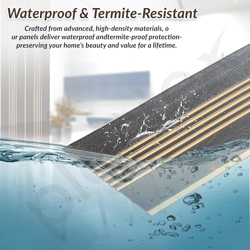 Image of Plantex Louvers Panel for Wall /8 Feet Wall Panels /3D Charcoal Panel for Interior Walls Decor - Pack of 3 Covers - 24 Sq. Ft, Size-1 Feet x 8 Feet (YD-1209)
