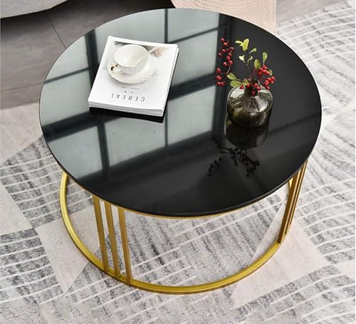Image of Elegance Iron & Wooden Round Retro Golden Bedside Table |Night Stand| Side Table | Sofa Side Table |Coffee Table |Centre Table| Bar Cocktail Table Set of 2 Table- Gold & Black