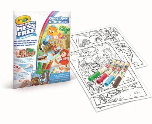 CRAYOLA - Coffret de Coloriage pour Enfants, 4 Feutres de Couleurs Anti Taches et 18 Pages de Coloriage, Édition Contes Féeriques - Âge Conseillé: à...