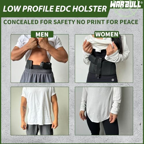 WarBull Belly Band Holster for Men and Women - Concealed Carry with Zip Pocket, Removable Pouches, and Breathable Neoprene for Most Pistols and Revolvers