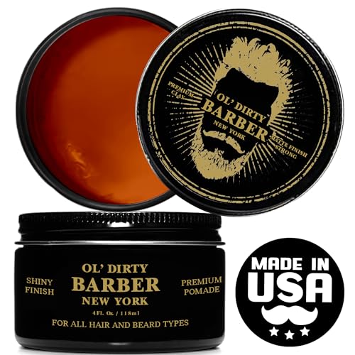 OL' DIRTY BARBER Hair Pomade For Men - Water Base Pomade for High Shine Strong Hold Styling Sleek Back - 4oz