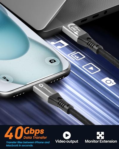 Image of Q- CONNECT Type C to Type C 2Mtr USB 3.2 with 240W PD and 40Gbps Data Transfer with 4K /60Hz Video Transmission-Nylon Braided High Speed Charging /Sync Cable with Aluminum Connector (2year warranty)