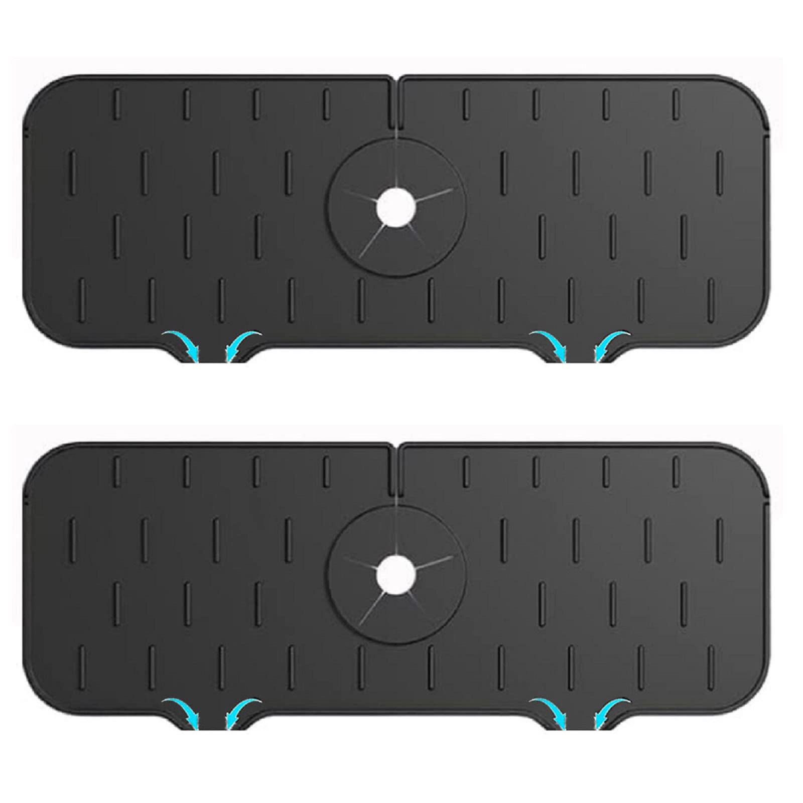 2 PCS Sink Splash Guard ANTAND Silicone Faucet Handle Drip Catcher Tray, Draining Kitchen Sink Mat Dry Splash Sink Guard Protecter for Kitchen, Bathroom, Farmhouse and RV, Kitchen Sink Accessories