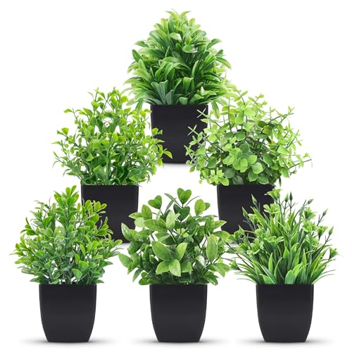 Der Rose 6 Packs Fake Plants Mini Artificial Plants for Home Office Farmhouse Bathroom Shelf Decor Indoor by Der Rose - Used condition - CA$21.51