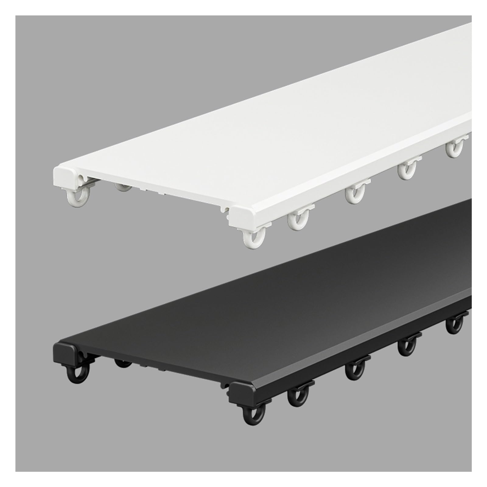 Rail de Rideau en Alliage d'aluminium Ultra-Mince de 1 à 6 m, Rail de Rideau Commercial à Montage au Plafond, Rail Double Joint pour Rideau Domestique (Noir, 240 cm (2 x 120 cm))